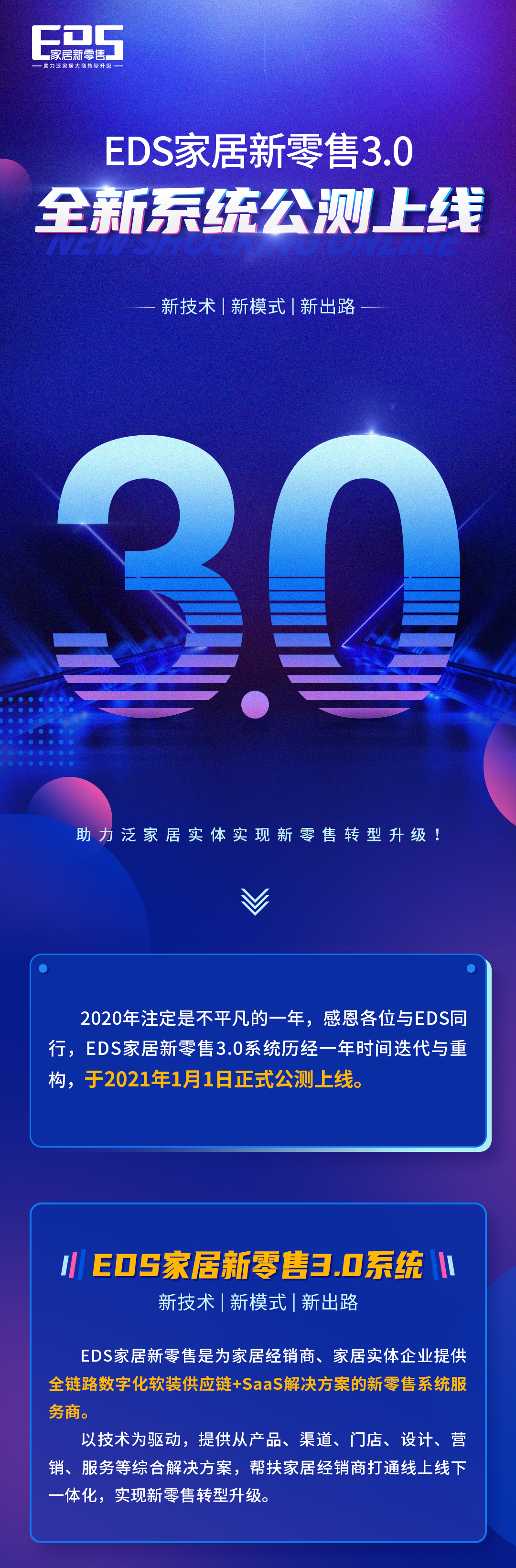 强势登场！EDS家居新零售3.0全新系统公测上线！